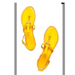 Tory Burch Yellow Toggle Leather Flat Sandals